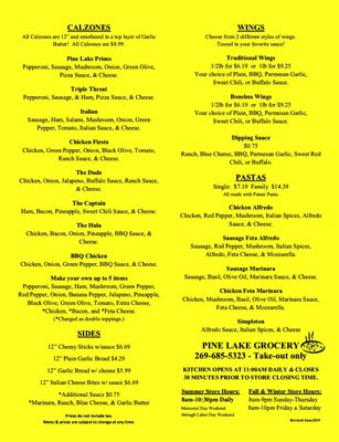 Menu photo 5 Pine Lake Grocery Plainwell, MI