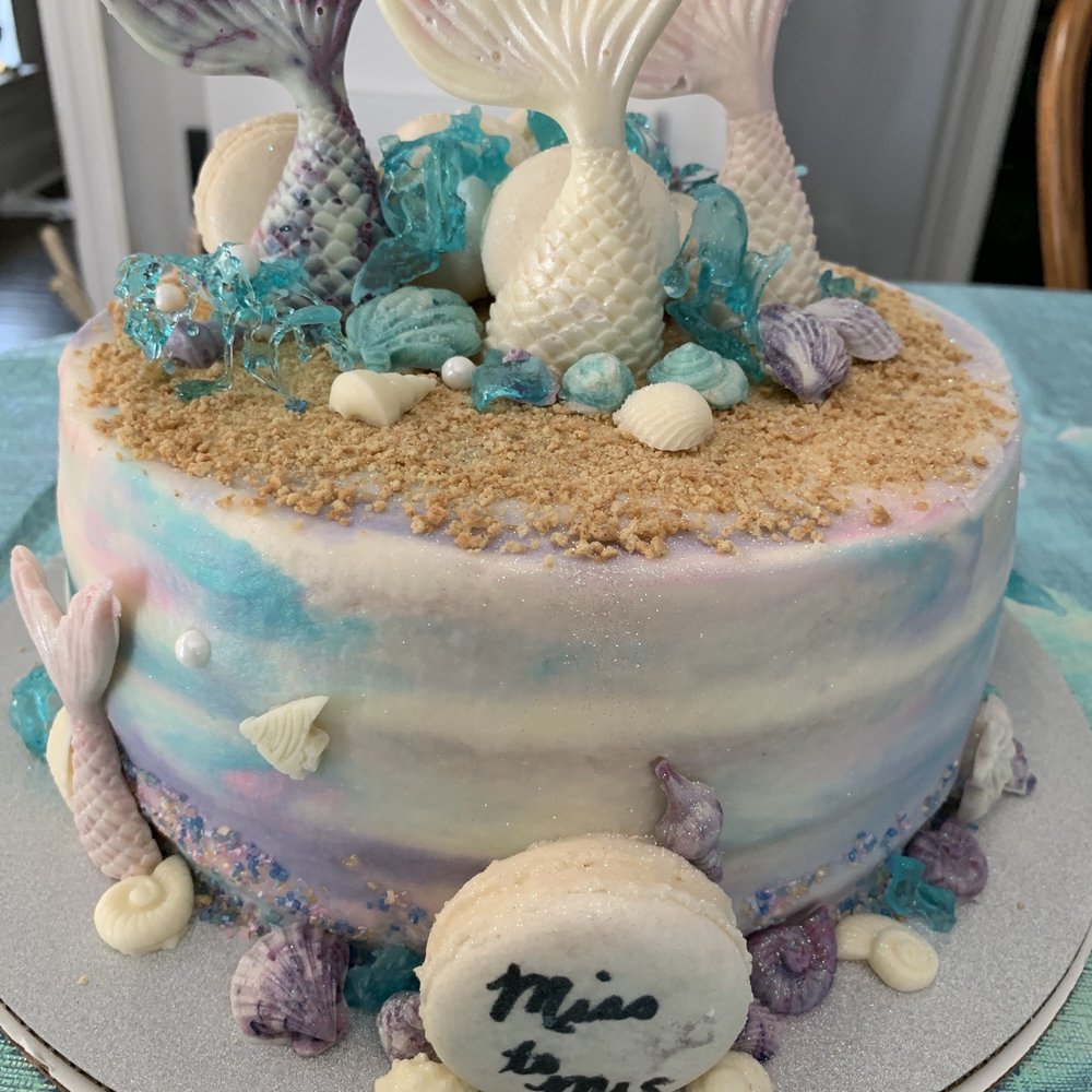 Mermaid themed bridal shower cake. Mermaid themed bridal shower cake.