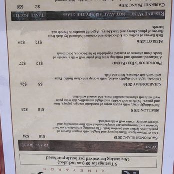 Restoration Vineyards - Tasting menu - Wine Tasting Room Near Me - Palisade, Colorado