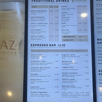Haraz Coffee House - Menu - Coffee & Tea Near Me - San Antonio, Texas