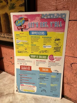 Menu photo 3 Chuy's San Antonio, TX