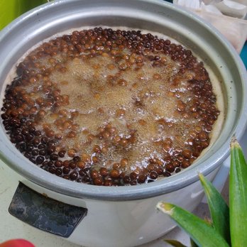Real Fruit Bubble Tea - The tapioca pearls taking shape - Coffee & Tea Near Me - Toronto, Ontario