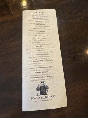 Menu photo 4 Fonda Del Barrio San Diego, CA