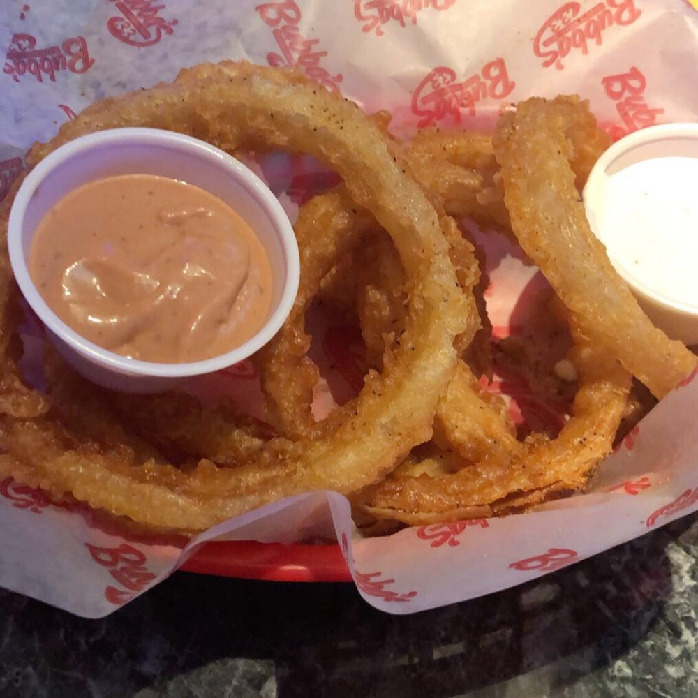 Bubba's 33 - Onion rings with ranch and some other sauce that was good - Burgers Near Me - Universal City, Texas Bubba's 33 - Onion rings with ranch and some other sauce that was good - Burgers Near Me - Universal City, Texas