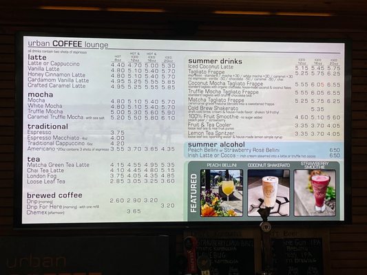 Menu photo 2 urban COFFEE lounge Kirkland, WA Menu photo 2 urban COFFEE lounge Kirkland, WA