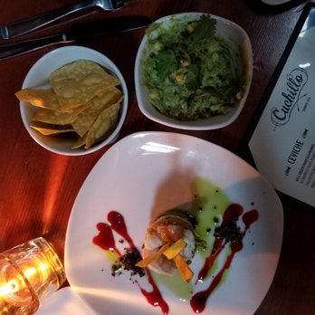 Cuchillo - Appies, guac and tortilla chips, shrimp and avocado ceviche - Latin American Near Me - Vancouver, British Columbia Cuchillo - Appies, guac and tortilla chips, shrimp and avocado ceviche - Latin American Near Me - Vancouver, British Columbia