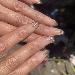Chingonaa Nailz - * Natural Medium Round  * 3D rose gold chrome drip