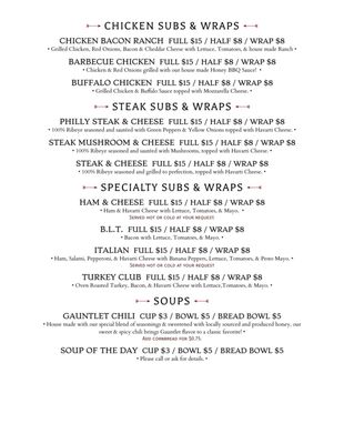 Menu photo 2 Gauntlet Food and Games Angola, IN
