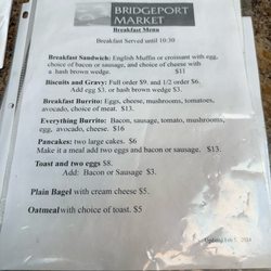 Bridgeport Market and Wine Shop - Breakfast Menu