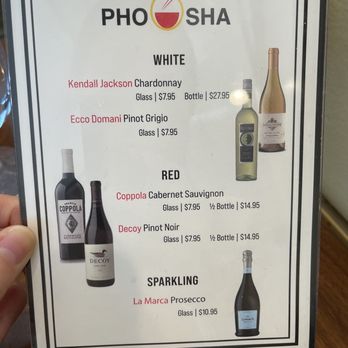 Pho O Sha - Wine and Prosecco menu - Thai Near Me - Watertown, Massachusetts