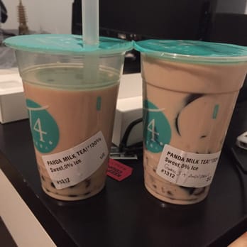 T4 - Panda milk tea 30% sweet 8/10 $2.50 and regular milk tea 30% sweet with Angel pearls and grass jelly 8/10 $2.50 - Tea Rooms Near Me - San Leandro, California T4 - Panda milk tea 30% sweet 8/10 $2.50 and regular milk tea 30% sweet with Angel pearls and grass jelly 8/10 $2.50 - Tea Rooms Near Me - San Leandro, California