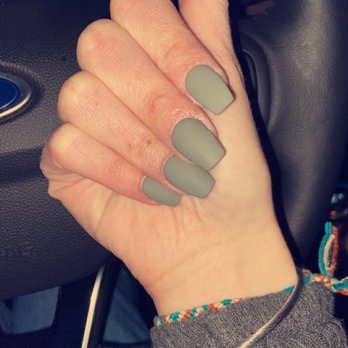 Noire The Nail Bar - another successful nail set - this time matte forest green coffin shaped - Nail Salons Near Me - Chapel Hill, North Carolina