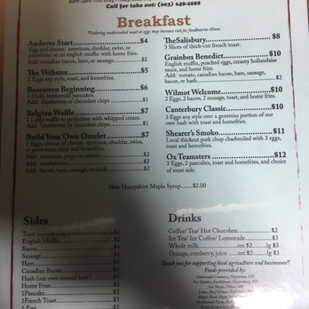 The Grain Box - Breakfast menu - Breakfast & Brunch Near Me - Salisbury, New Hampshire