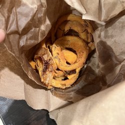 A & T Burgers - Soggy, sour onion rings