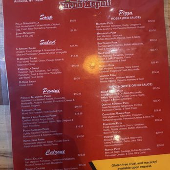 Forno Napoli - Menu as of 2:27/2027 - specials not shown here - Pizza Near Me - Buffalo, New York
