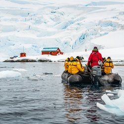 Largay Travel - Largay Travel clients headed in to speak with the local fishermen on a trip to Antartica.