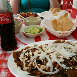 Food at one of the restaurants at the market. Great molé. Not pictured: chicharones.