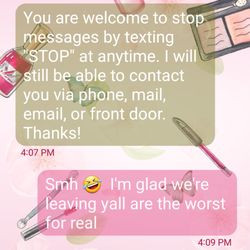 Rooftop Property Management - Him stating he will still come by and harass us constantly no matter how.