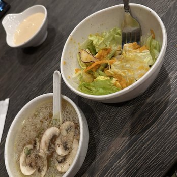 Saitos's Japanese Steakhouse - Soup and Salad with ginger dressing - Japanese Near Me - Pompano Beach, Florida Saitos's Japanese Steakhouse - Soup and Salad with ginger dressing - Japanese Near Me - Pompano Beach, Florida