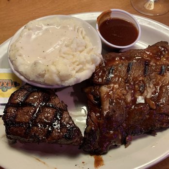 Texas Roadhouse - 6 oz filet and rib combo with mashed potatoes as 1 of the sides - Steakhouses Near Me - Tonawanda, New York Texas Roadhouse - 6 oz filet and rib combo with mashed potatoes as 1 of the sides - Steakhouses Near Me - Tonawanda, New York