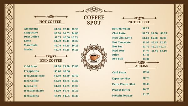 Menu photo 2 Coffee Spot on Main Williamsburg, KY