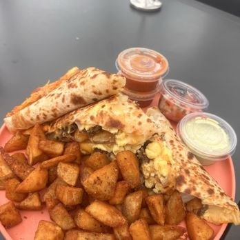 Burnt Crumbs - Breakfast Quesadilla with potatoes - New American Near Me - Irvine, California