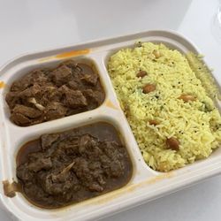 Goat, beef, and lemon rice - delicious!!