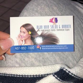 Alba Hair Salon and Barber - Business cards they are also open late :) - Hair Salons Near Me - Saint Cloud, Florida