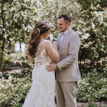 The Estate at Eagle Lake - Bride and groom standing in the garden - Venues & Event Spaces Near Me - Crosswicks, New Jersey