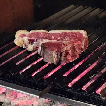 Le Fonticine - This is MY steak cooking on the red hot grill. - Italian Near Me - Florence, FI