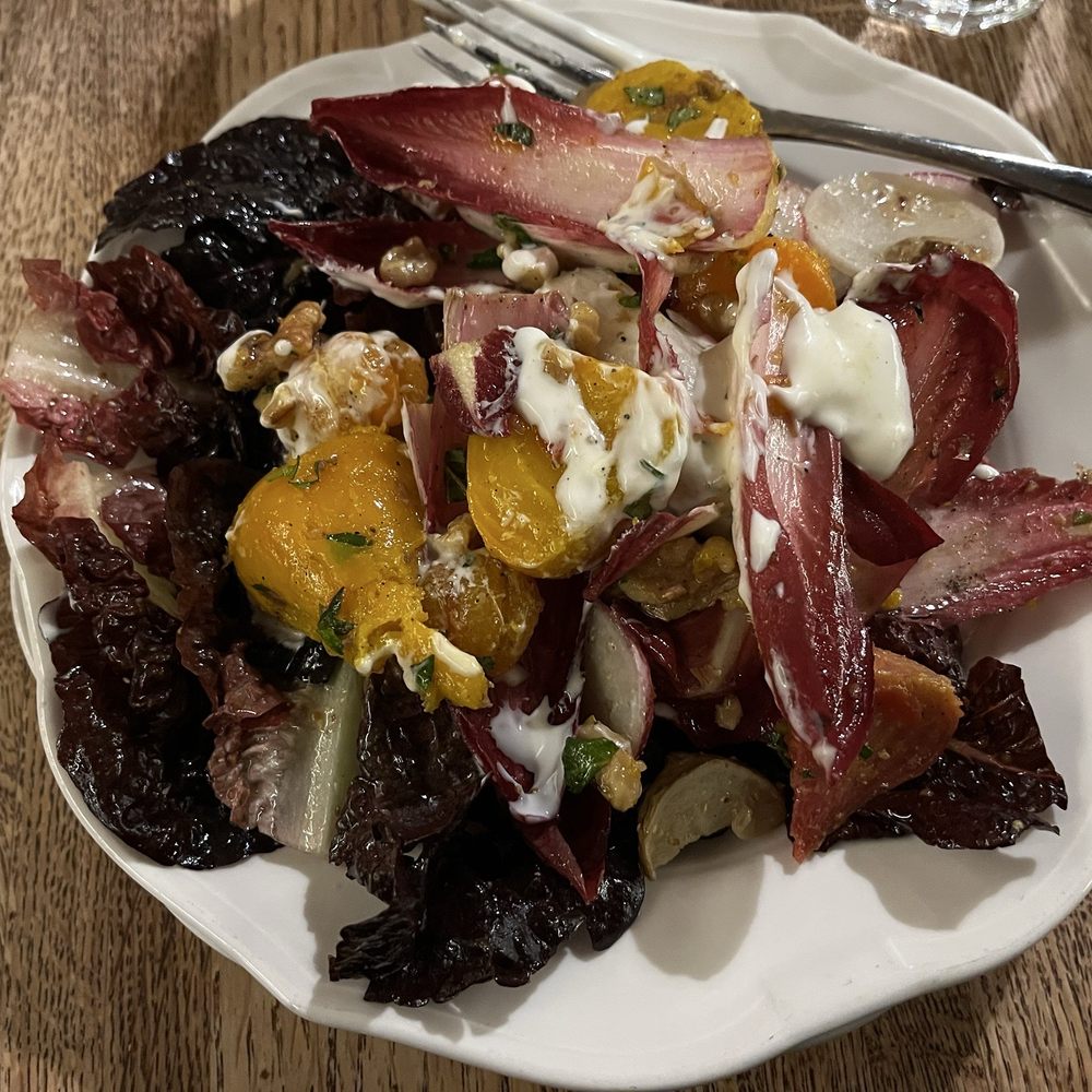 Due West Tavern - Little gems salad with roasted sunchokes, radishes and apple cider vinaigrette - Cocktail Bars Near Me - Olema, California