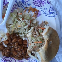 Cajun Cookers Bbq - BBQ with slaw and BBQ baked beans. Out of this world!