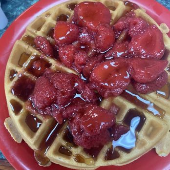 Carolina's Diner - belgian waffle with strawberries - Diners Near Me - Greensboro, North Carolina Carolina's Diner - belgian waffle with strawberries - Diners Near Me - Greensboro, North Carolina