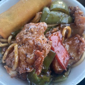 Happy Dragon - Black Pepper Fish Dragon Bowl with noodles - Chinese Near Me - Bakersfield, California