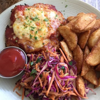 Pub On Wharf - Breast chicken Parmy $20 - Pubs Near Me - Queenstown, OTA