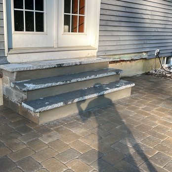 L Veloz - 16x16 patio with a 5x12 pathway and 3 granite steps. - Flooring Near Me L Veloz - 16x16 patio with a 5x12 pathway and 3 granite steps. - Flooring Near Me
