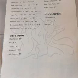 Lunch menu