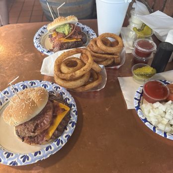 The Chuck Box - Bacon cheeseburger and avocado bacon cheeseburger with onion rings - Burgers Near Me - Tempe, Arizona
