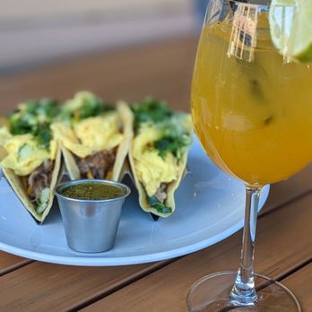 Block & Bottle - Carnitas and egg tacos and Sauvignon Blanc sangria - American Near Me - Castle Rock, Colorado Block & Bottle - Carnitas and egg tacos and Sauvignon Blanc sangria - American Near Me - Castle Rock, Colorado