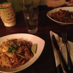 Chicken pad thai & Drunken Noodles w/a side of sticky rice