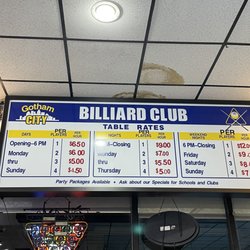 Gotham City Billiards Club - Updated rates 4/2024