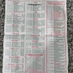 China King - Menu with updated price