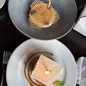 Gibbet Hill Grill - Carrot cake and milk Panna cotta - New American Near Me - Groton, Massachusetts Gibbet Hill Grill - Carrot cake and milk Panna cotta - New American Near Me - Groton, Massachusetts