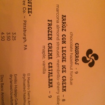 Morcilla - Dessert menu - April 2017 - Spanish Near Me - Pittsburgh, Pennsylvania Morcilla - Dessert menu - April 2017 - Spanish Near Me - Pittsburgh, Pennsylvania