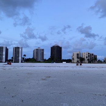 Pointe Estero Resort - Pointe Estero is 2nd from the right. This is how far it is from the gulf I was standing in. - Resorts Near Me - Fort Myers Beach, Florida