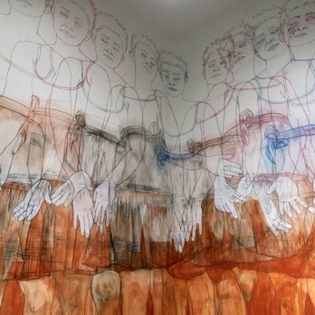 Contemporary Arts Center - Pamela Phatsimo Sunstrum; All my seven faces; 2019; pencil and tempera on wall - Art Museums Near Me - Cincinnati, Ohio Contemporary Arts Center - Pamela Phatsimo Sunstrum; All my seven faces; 2019; pencil and tempera on wall - Art Museums Near Me - Cincinnati, Ohio