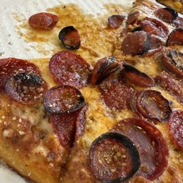 Hot honey pep and cheese. Crunchy crust and just a little spice! Hot honey pep and cheese. Crunchy crust and just a little spice!