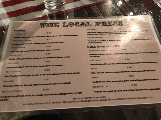 Menu photo 1 The Local Press Portland, ME Menu photo 1 The Local Press Portland, ME