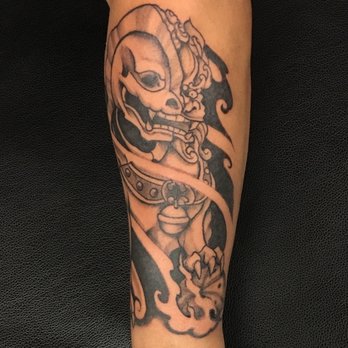 Chapter Tattoo - Left forearm dissected/skeletal male foo dog. - Tattoo Near Me - Sunnyvale, California