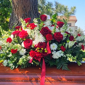 Blue Leaf Studio Florist - Blue Leaf Florest Casket Spray, specially ordered. - Florists Near Me - Rancho Cucamonga, California